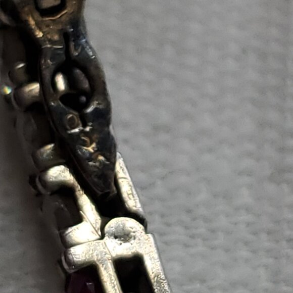 Gorgeous Red Stone & Crystal Silver 925 Tennis Bracelet  7" 14 Grams - Picture 6 of 13